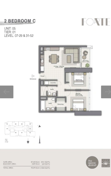 Luxuriöse 3-Zimmer-Wohnung mit Meerblick im Forte Tower 1, Downtown mit Blick auf Address Sky
