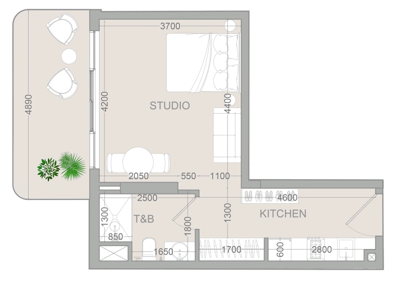 1-Schlafzimmer-Wohnung in "TETR1S TOWER"