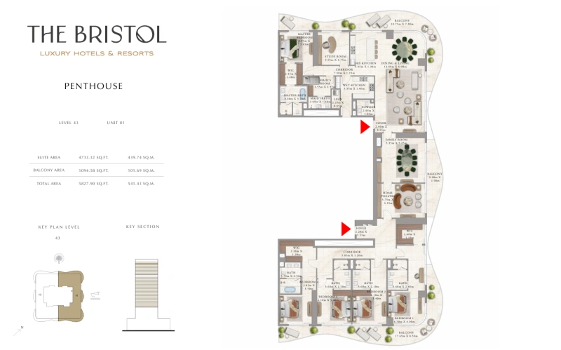 Luxuriöses 5-Zimmer-Penthouse mit Zimmermädchen und eigenem Bad - Großes Ess- und Heimkino!