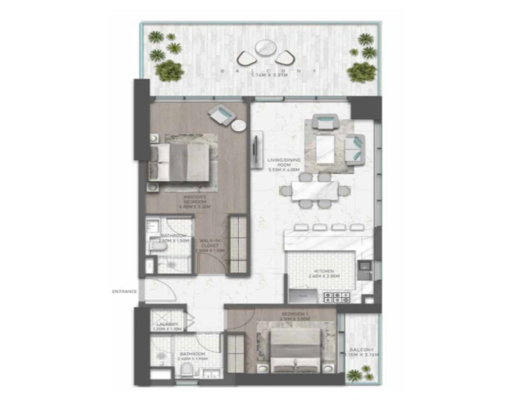 Appartement mit zwei Schlafzimmern