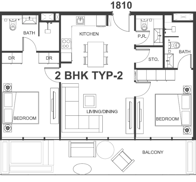 Geräumige 2-Zimmer-Wohnung mit riesigem Layout