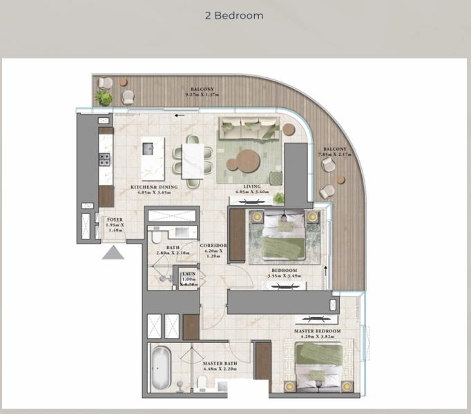 Moderner Lebensstil Wohnen in 2-Zimmer-Wohnung