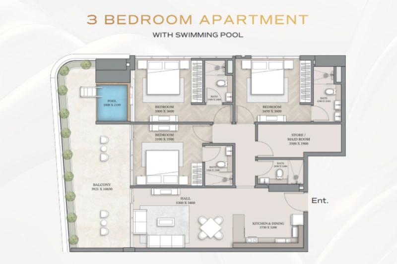 Modernes Drei-Schlafzimmer-Haus mit Laden, Schwimmbad Stilvolles Design!