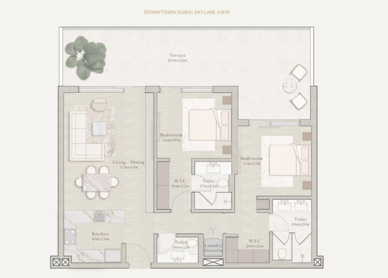 Geräumiges 2-Zimmer-Apartment mit großem Grundriss