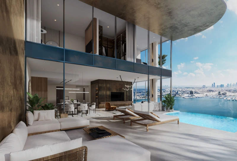 Modernes Stadthaus mit 3 Schlafzimmern, Zimmermädchenraum und Balkon mit Pool