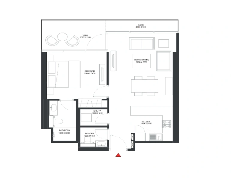 Stilvolle Ein-Zimmer-Wohnung mit modernem Design