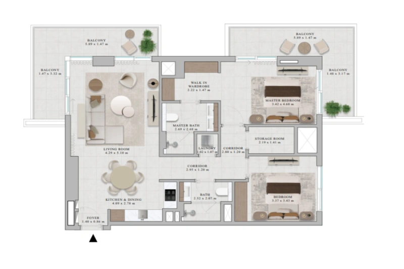 Atemberaubende Zwei-Zimmer-Wohnung mit modernem Design