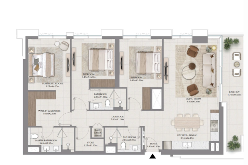 Wohnung mit drei Schlafzimmern