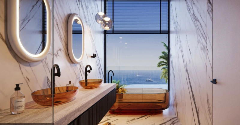 Luxuriöses 3-Zimmer-Apartment mit Balkon, privatem Pool und Meerblick