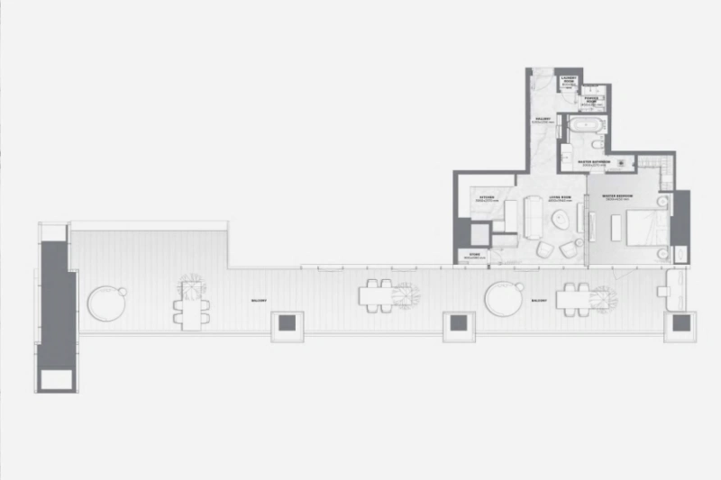 Stilvolles Ein-Zimmer-Apartment mit modernem Design
