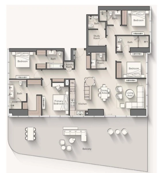 Luxuriöses Apartment mit Lagunenblick, 3 Schlafzimme, atemberaubendem Blick auf die Downtown-Skyline