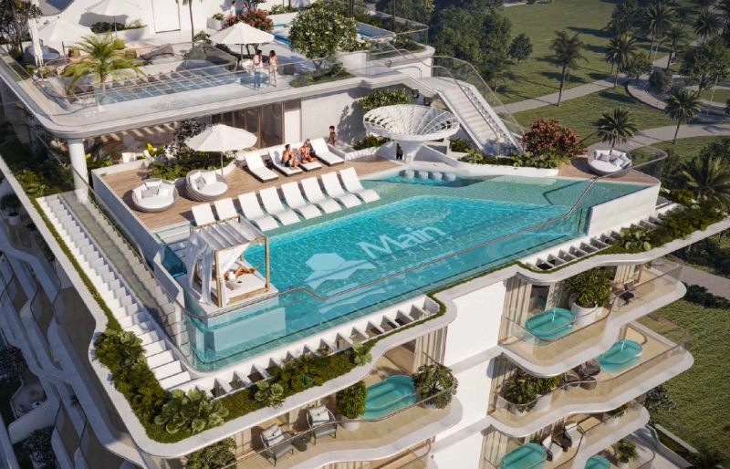 Luxuriöses 3-Zimmer-Apartment mit Arbeitszimmer, Hausmädchen-Zimmer und Privatpool auf dem Balkon