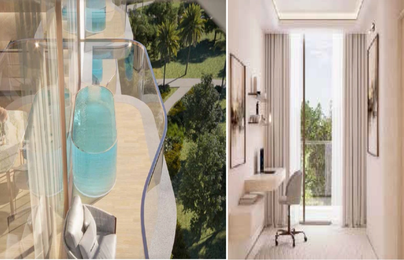 Luxuriöses 3-Zimmer-Apartment mit Arbeitszimmer, Hausmädchen-Zimmer und Privatpool auf dem Balkon