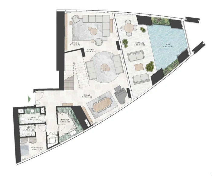 Exklusive 2-Etagen-Wohnung mit 2 Schlafzimmern, privatem Pool & atemberaubendem Wasserblick!