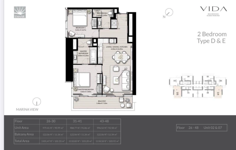 Luxuriöses 2-Zimmer-Apartment mit Marina-Blick