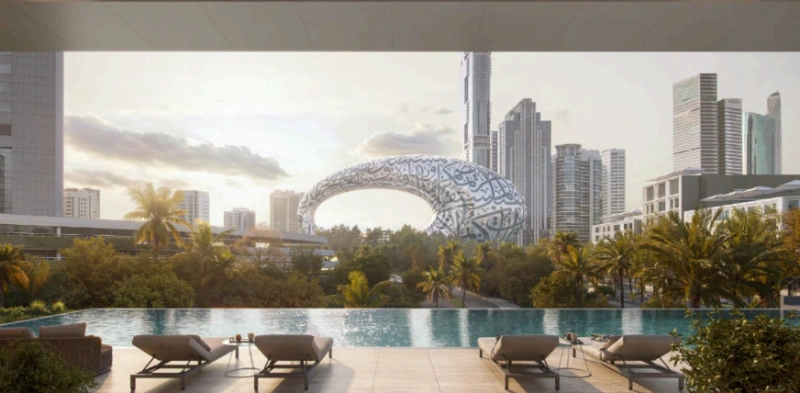 Luxuriöses 1-Zimmer-Apartment mit Blick auf den Burj Khalifa