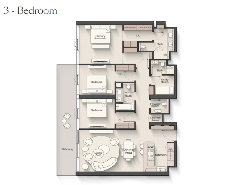 Luxuriöses Drei-Zimmer-Apartment mit modernem Design