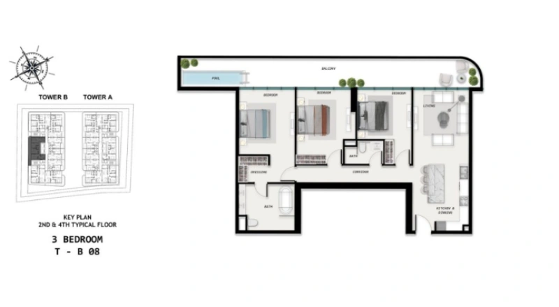 Geräumige 3-Zimmer-Wohnung mit privatem Pool in bester Lage!