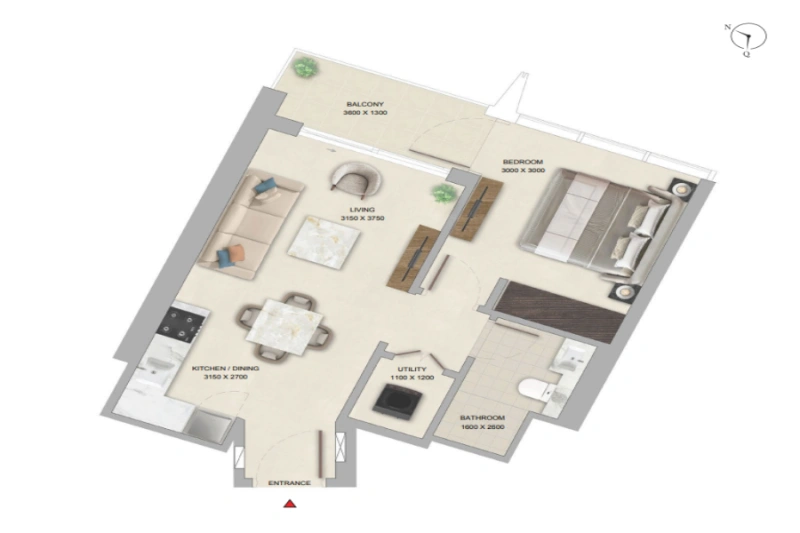 Atemberaubende Ein-Schlafzimmer-Wohnung mit Pool und Panoramablick