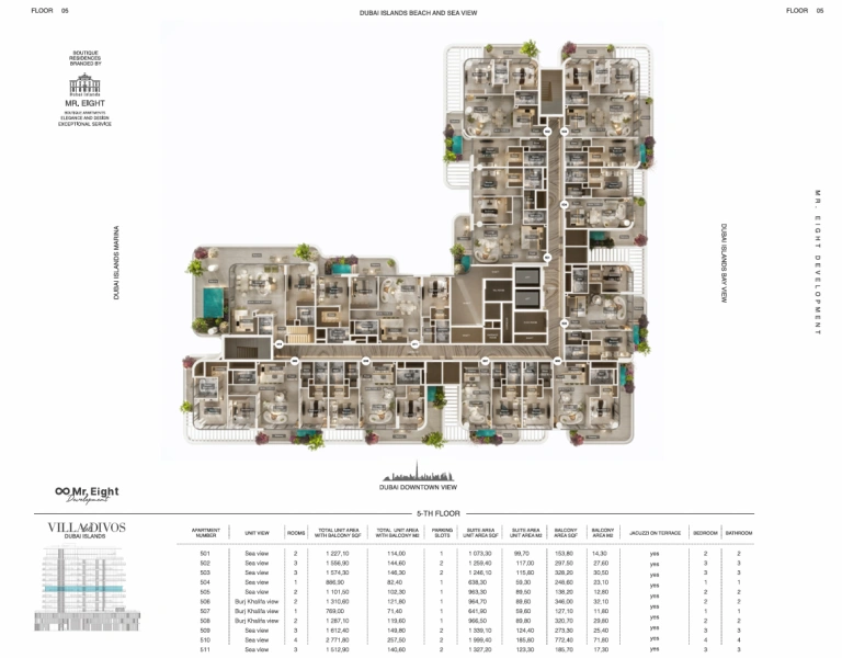 Luxury Penthouse mit 5 Schlafzimmern und riesiger Dachterrasse mit auf das Meer und den Burj Khalifa