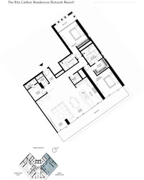 Luxuriöses 2-Zimmer-Apartment mit Maids Room und eigenem Bad. Großzügiges Layout.