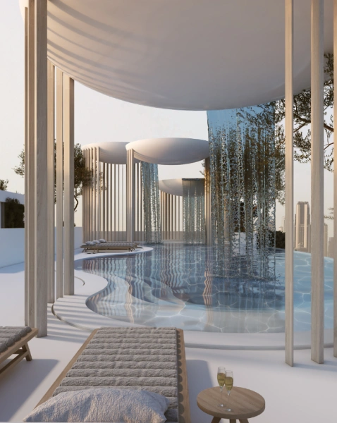 Luxuriöses 1-Zimmer-Apartment mit Dachterrassen-Infinity-Pool und Skyline-Blick