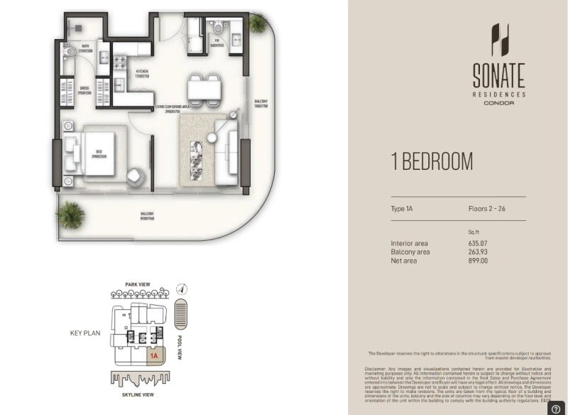 Luxuriöses 1-Zimmer-Apartment mit Dachterrassen-Infinity-Pool und Skyline-Blick