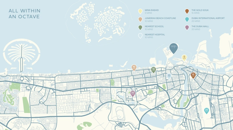 Exklusive 2-Zimmer-Wohnung mit Meerblick im Anwa Aria by Omniyat, Dubai Maritime City