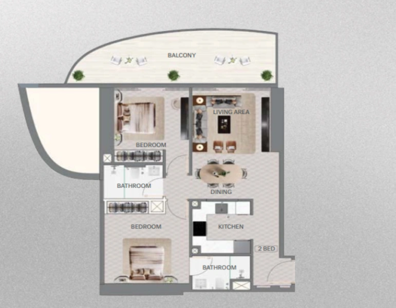 Stilvolle Zwei-Zimmer-Wohnung mit modernem Design