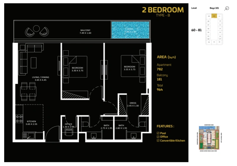 Modernes 2Schlafzimmer Apartment mit privatem Pool