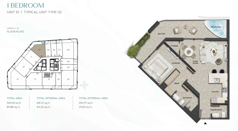 Wunderschönes 1-Zimmer-Apartment mit privatem Pool! Innenstadt-Lage & modernes Design!