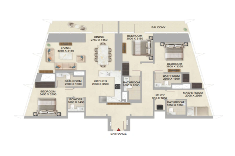 Moderno appartamento con tre camere da letto dal design elegante