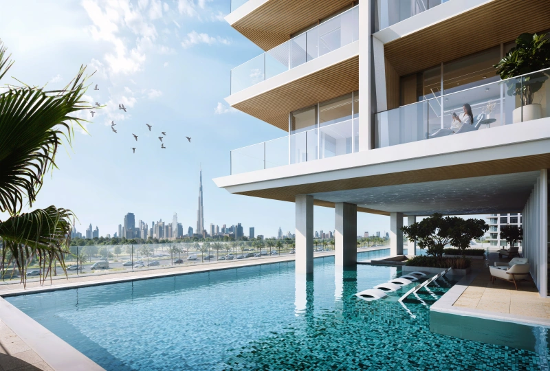 Exklusives Studio-Apartment mit Poolblick im Binghatti Ivory, Al Jaddaf