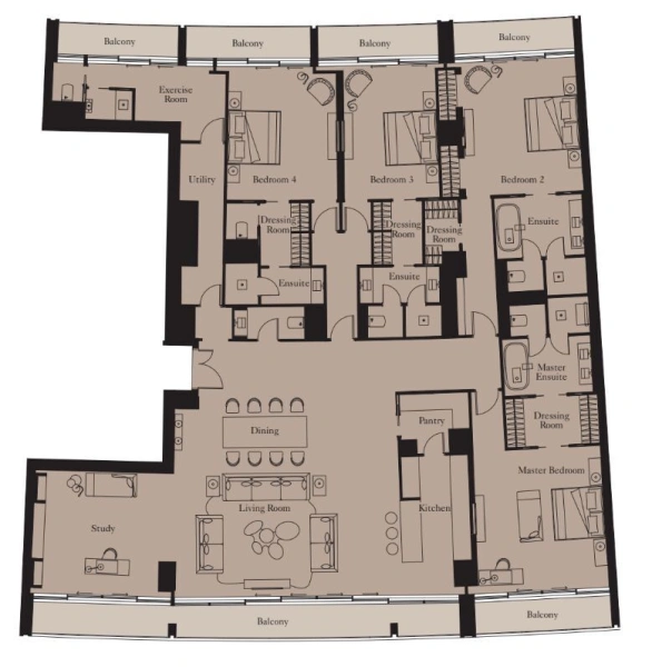 Geräumiges 4-Zimmer-Apartment mit atemberaubendem Meerblick und Blick auf die Jumeirah Palm!