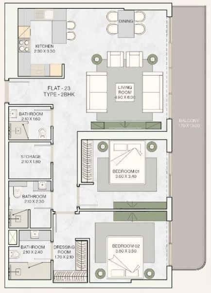 Moderne 2-Zimmer-Wohnung mit Regendusche und bodentiefen Fenstern