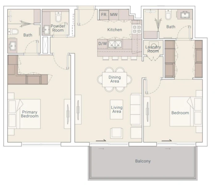 Modernes Stadtleben: 2-Zimmer-Wohnung mit Porzellanfliesenboden in Holzoptik und erhöhten Decken