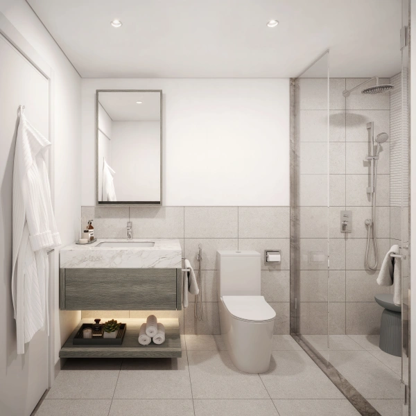 Modernes Stadtleben: 2-Zimmer-Wohnung mit Porzellanfliesenboden in Holzoptik und erhöhten Decken