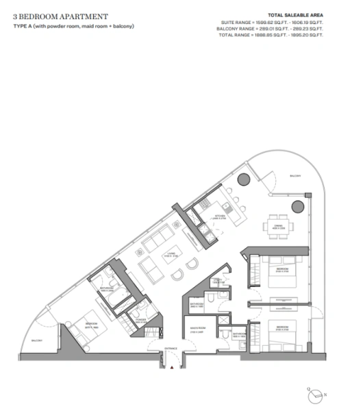 Panoramaausblick von Balkon: 180 Grad Sicht auf die Stadt! Luxuriöses 3-Zimmer-Apartment!