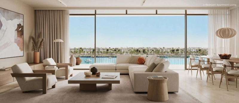 Luxuriöse 2-Schlafzimmer-Wohnung mit Blick auf die Dubai Islands und Zugang zum Fitnessstudio.