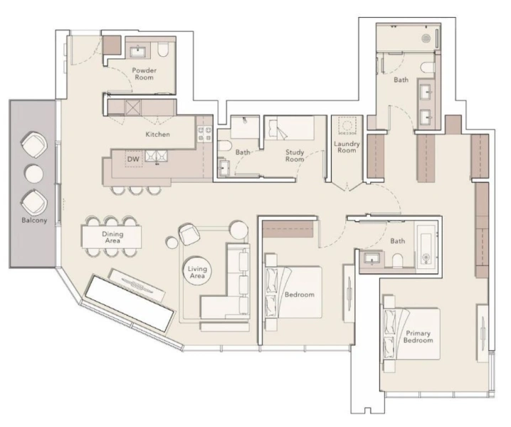 Moderne 2-Zimmer-Wohnung mit Blick auf Dubai Creek und Arbeitszimmer in exzellenter Lage