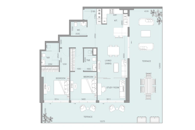 Stilvolle Zwei-Zimmer-Wohnung mit modernem Design