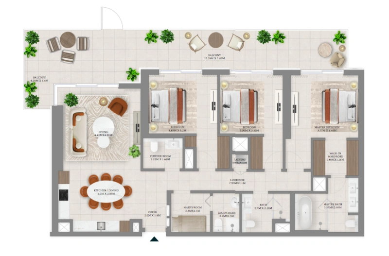 Luxuriöse 3-Zimmer-Wohnung mit Resort-Stil-Annehmlichkeiten