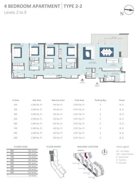 Luxuriöses 4-Zimmer-Apartment mit Zimmer für Dienstmädchen, riesigem Balkon und Hafen- und Meerblick