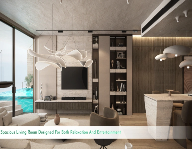 Luxuriöses Ein-Schlafzimmer-Apartment mit Arbeitszimmer und Dienstmädchenzimmer in modernem Design