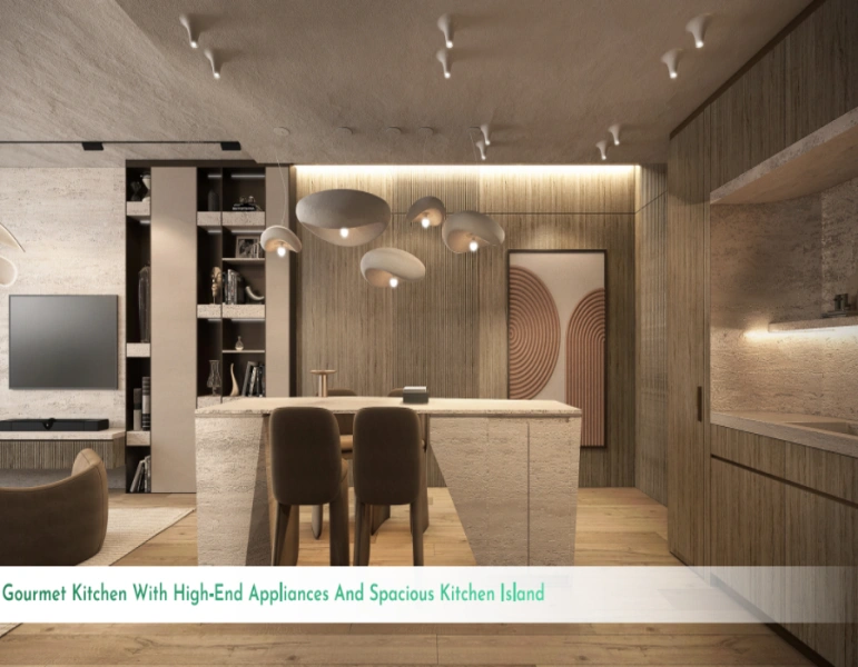 Luxuriöses Ein-Schlafzimmer-Apartment mit Arbeitszimmer und Dienstmädchenzimmer in modernem Design