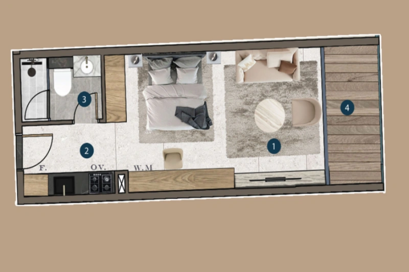 Atemberaubendes Studio-Apartment mit Panoramablick