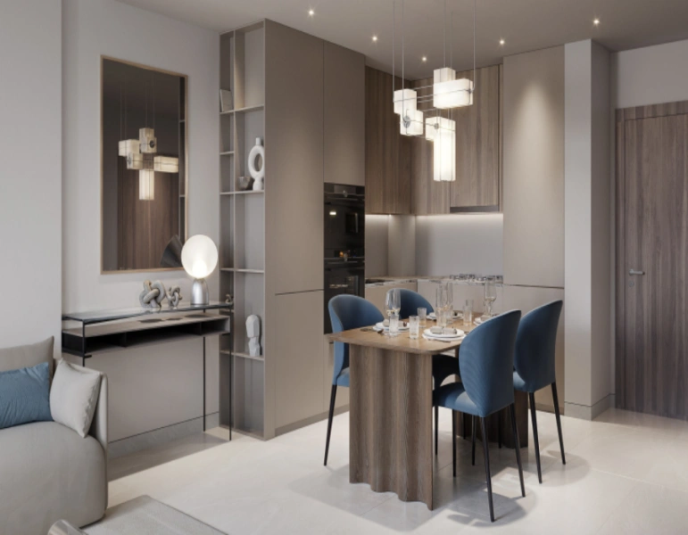 Stilvolle Ein-Zimmer-Wohnung mit Dienstmädchenzimmer in modernem Design