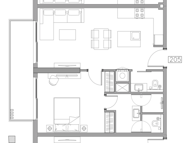 Stilvolles Ein-Zimmer-Apartment mit modernem Design