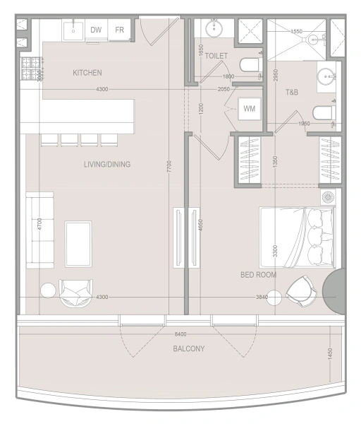 1-Bedroom Apartment in "A1LA RESIDENCE"