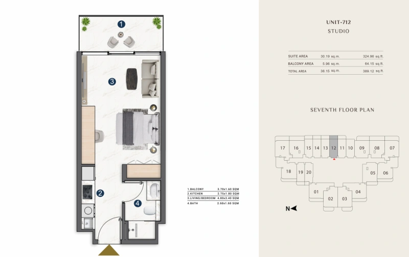 Exklusives Studio-Apartment mit Resort-Feeling